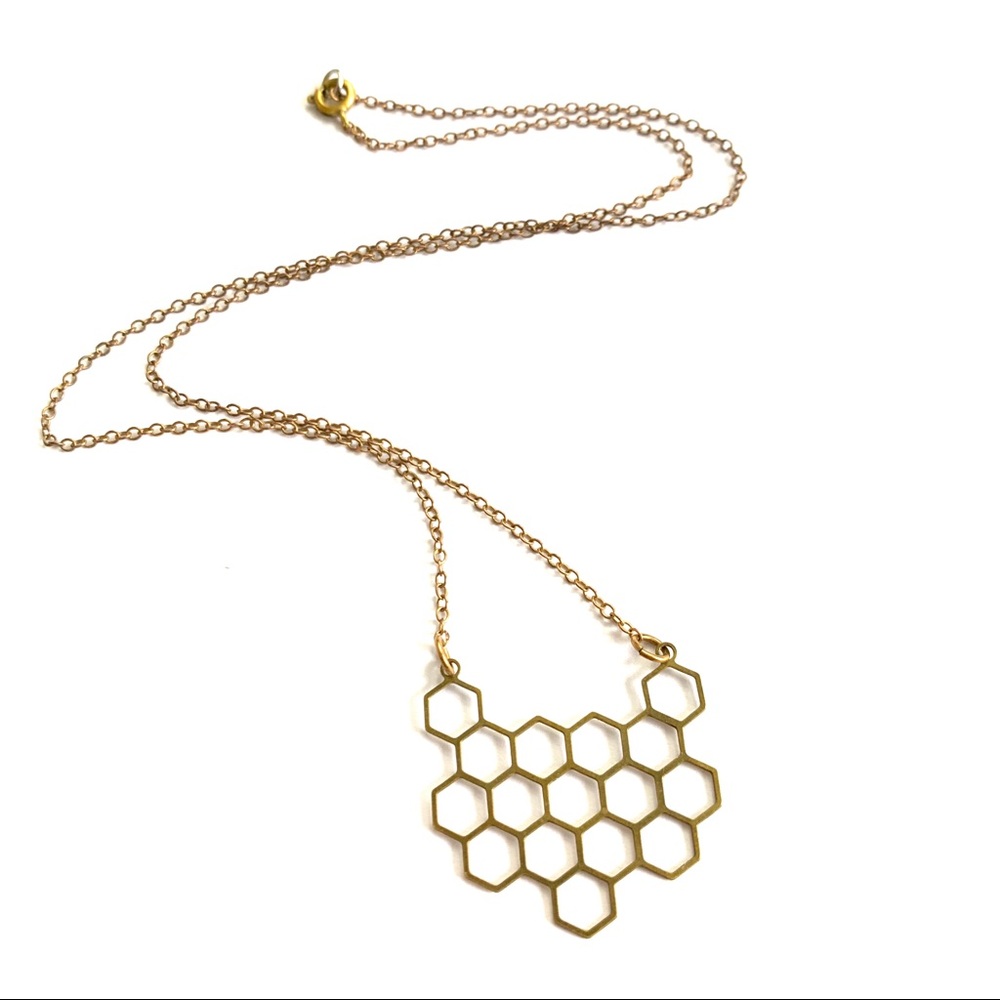 Laser Cut Honeycomb Pendant Necklace